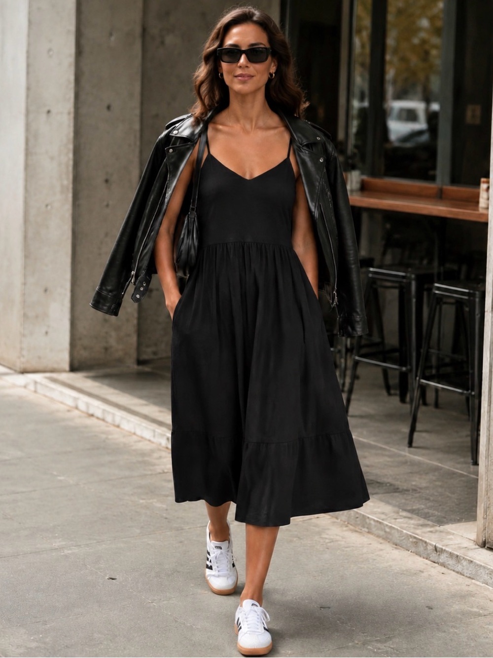 Athleta Midi Black Spaghetti Strap Sundress w Pockets - Size M - Worn 1x